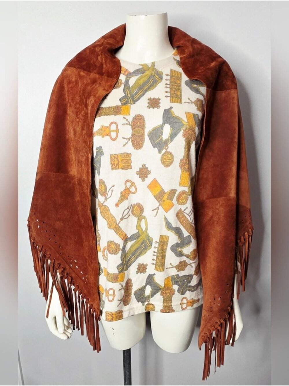 Daniele Meucci Italy Suede Poncho Cape with Fringe